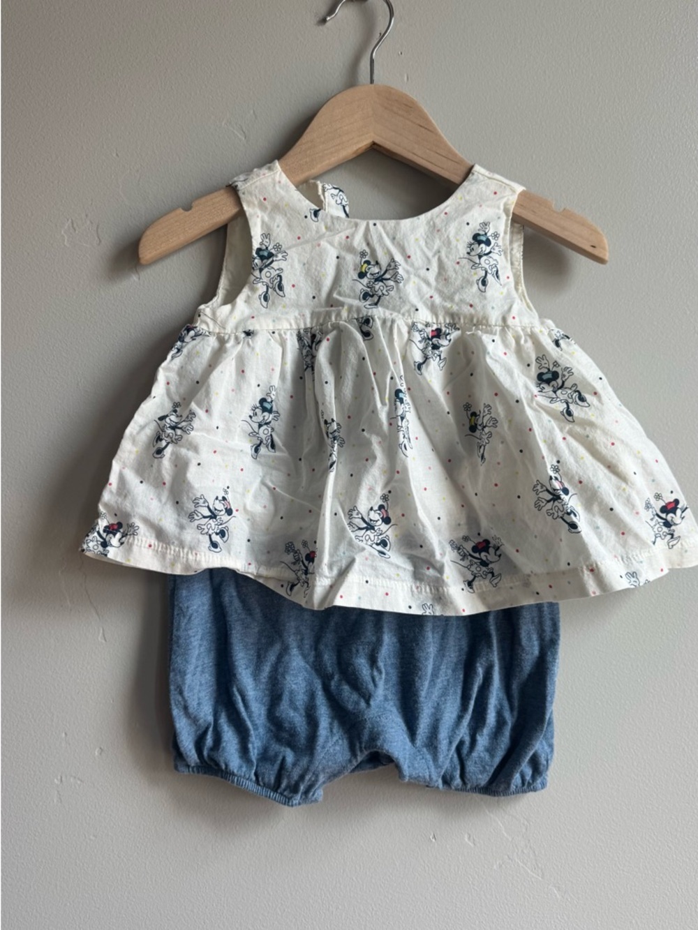Baby Gap Disney Minnie Mouse Outfit Set 6-12M Top Bloomer Cute Girl Summer